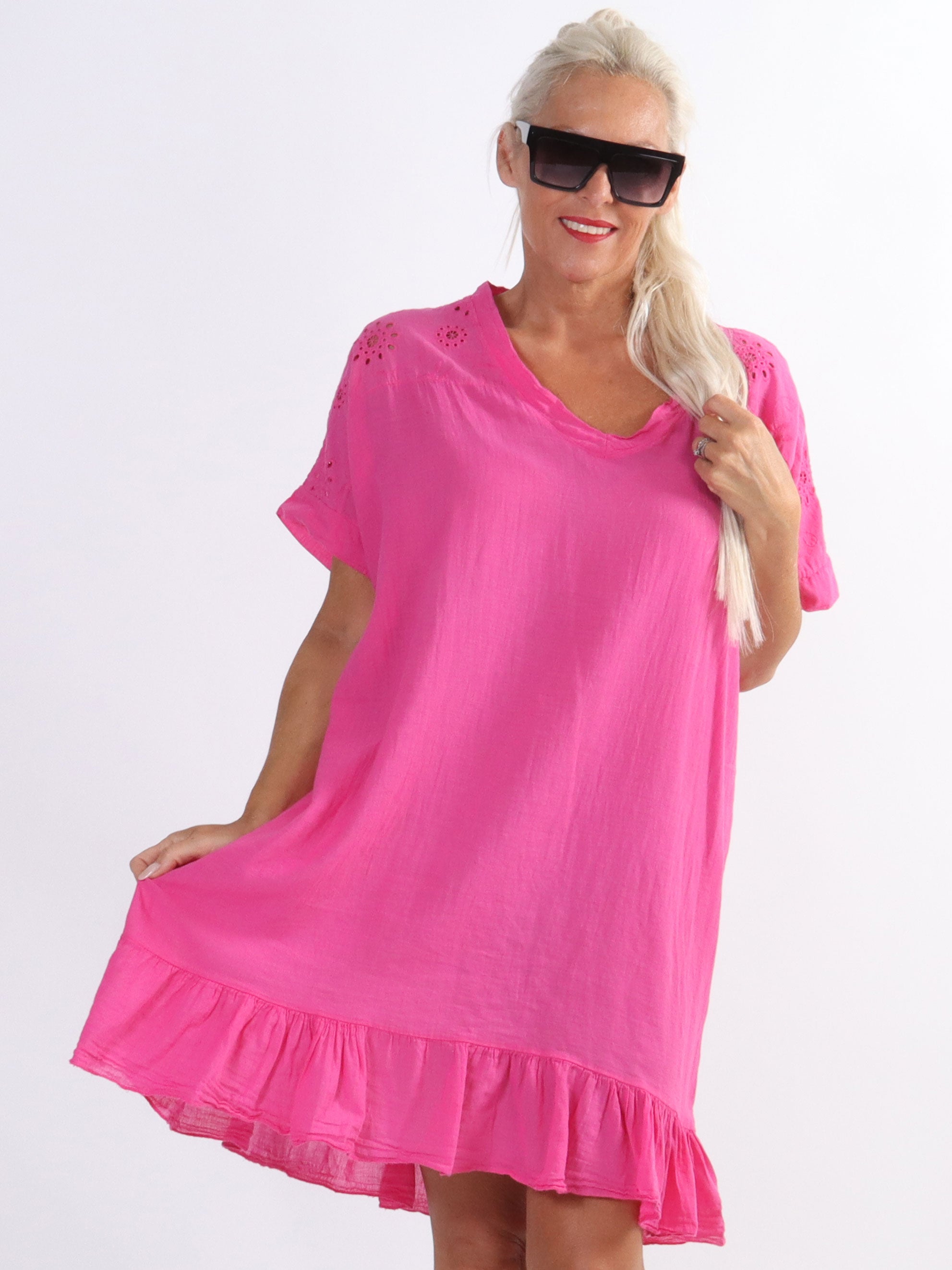 Bine - Simpel plus size kjole med broderie anglaise